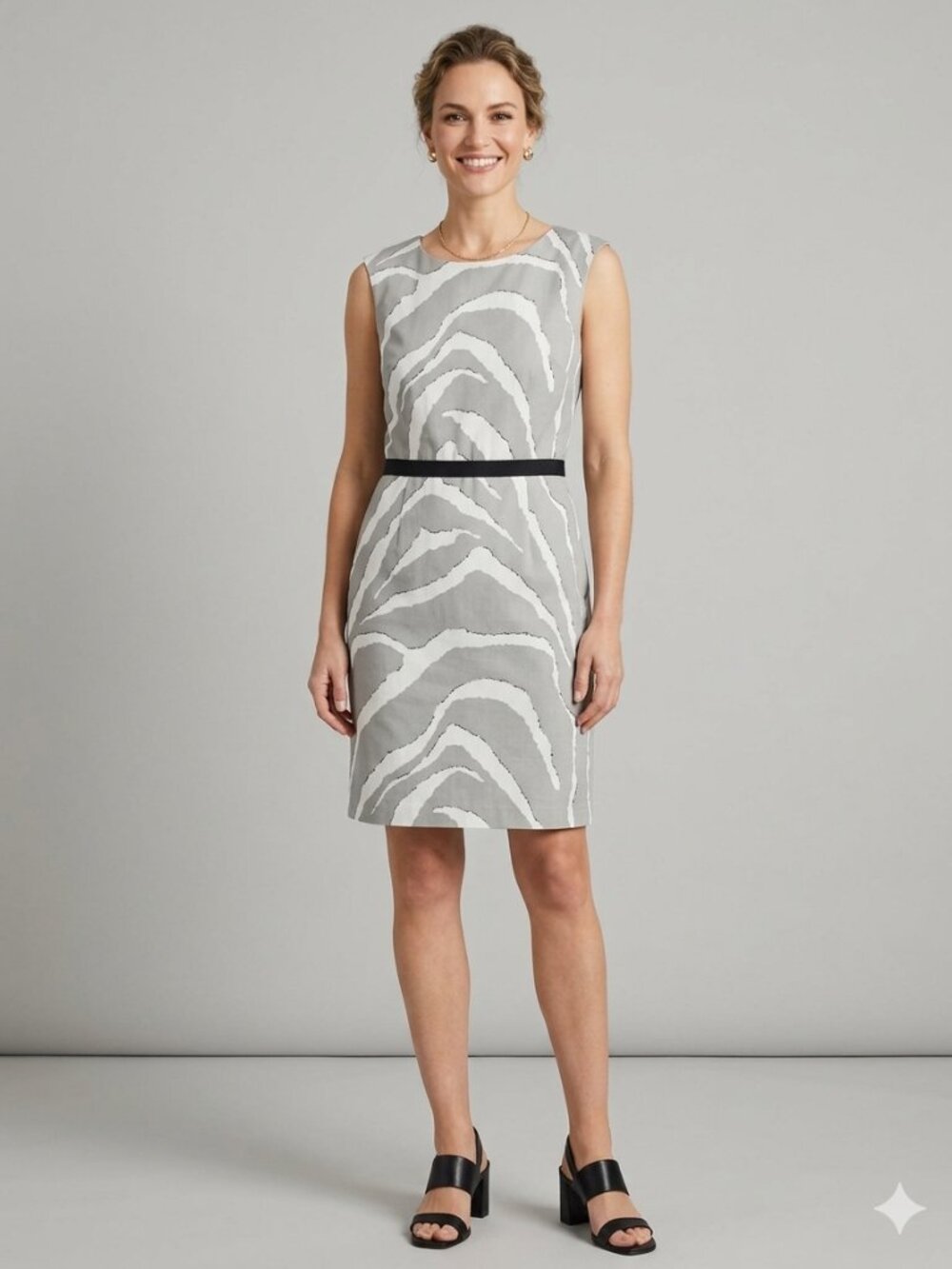 Ann Taylor LOFT Sz MED Zebra-Print Midi Dress, Stretch Waist #office #business